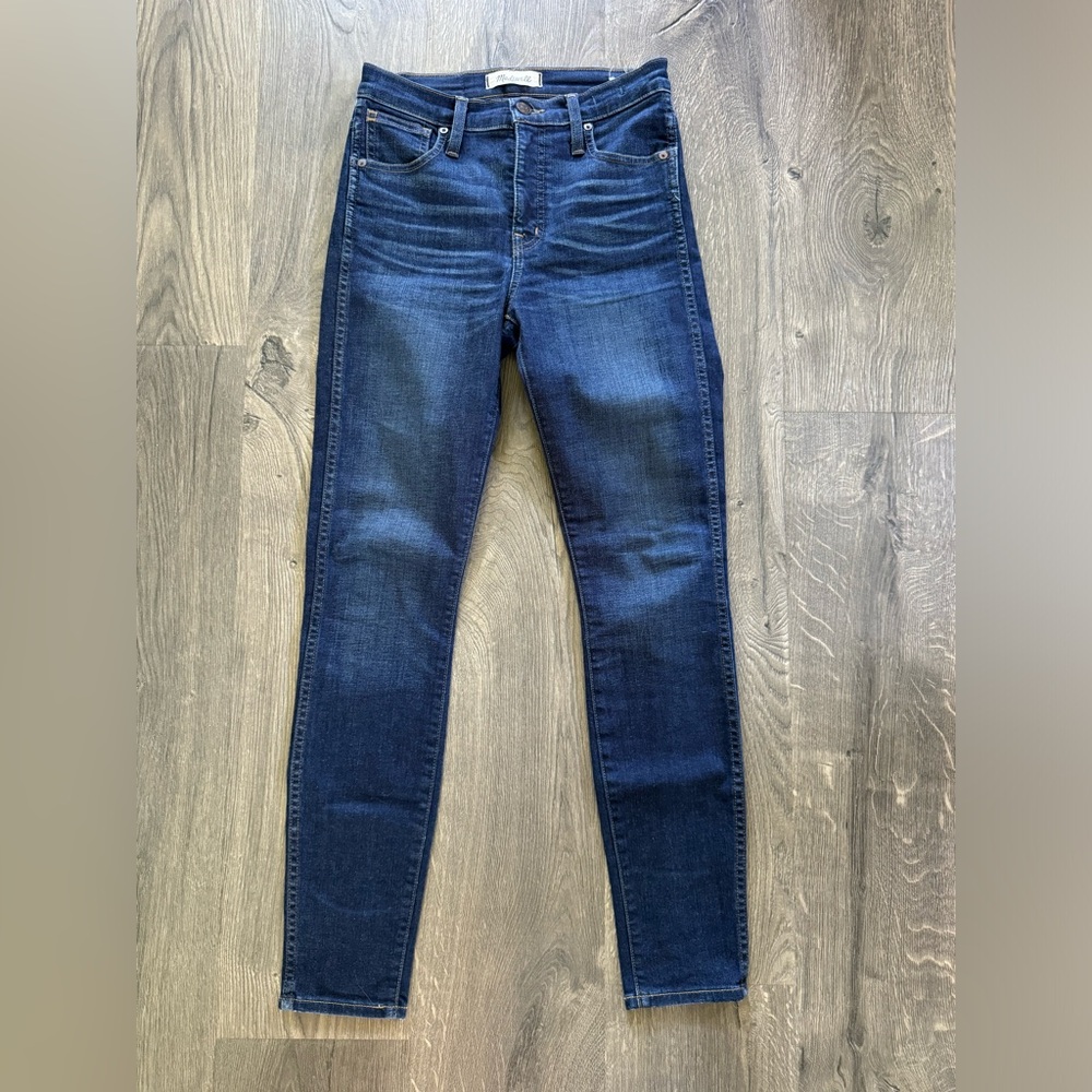 Madewell 10” High Rise Skinny Stretch Jeans in dark blue denim size 25 EXCELLENT